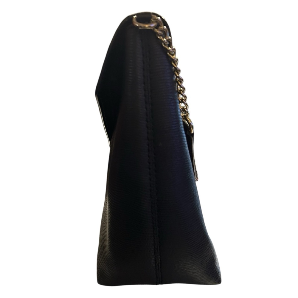 Kate Spade New York Black Leather Envelope Flap Shoulder Bag Gold Hardware - Picture 3 of 7